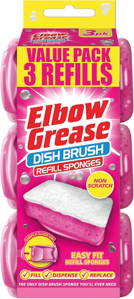 Eg137 12 Pack Elbow Grease Pink Dish Brush Refill 3Pk