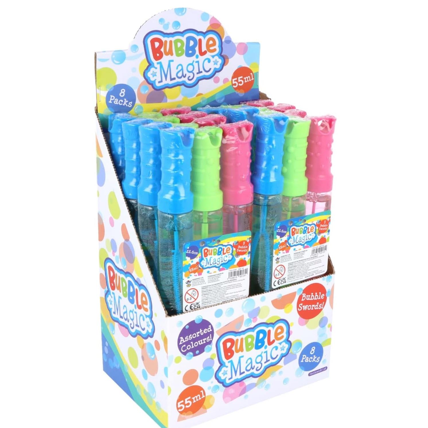 R03-0759-E Pack of 3 Bubble Wand Swords Assorted Colours 55ml