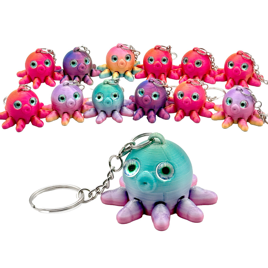 U-010 x12 3D Octopus Keyring Multicolour